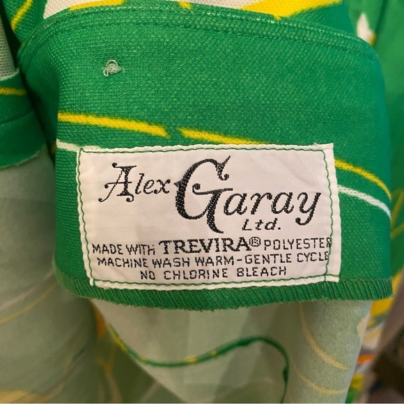 Vintage ALEX GARAY Women Green Yellow Floral Retro Button Shirt Jacket Size 16 - Picture 7 of 7